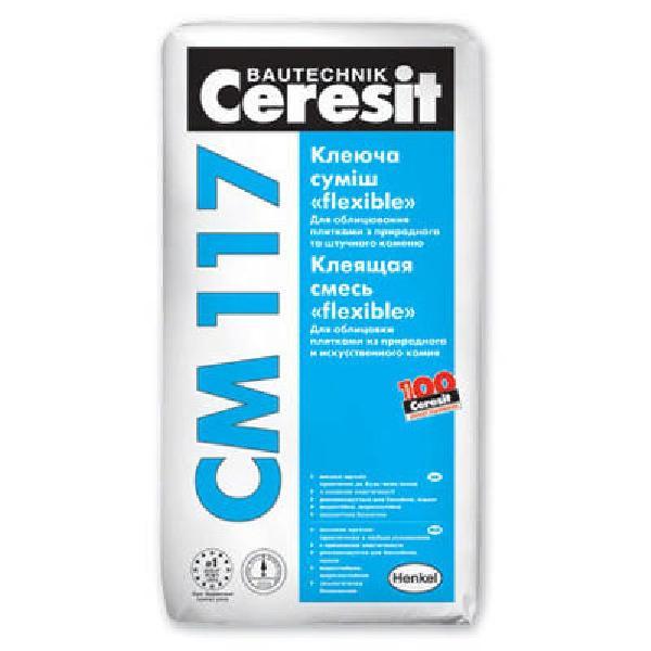 Ceresit СМ 117 эластичный клей для фасадной плитки, керамогранита и облицовочного камня 25 кг