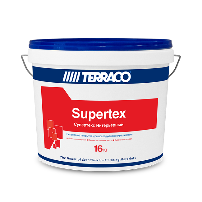 Декоративная штукатурка Terraco SUPERTEX EXTERIOR пастообразное покрытие для наружных и внутренних работ 16 кг