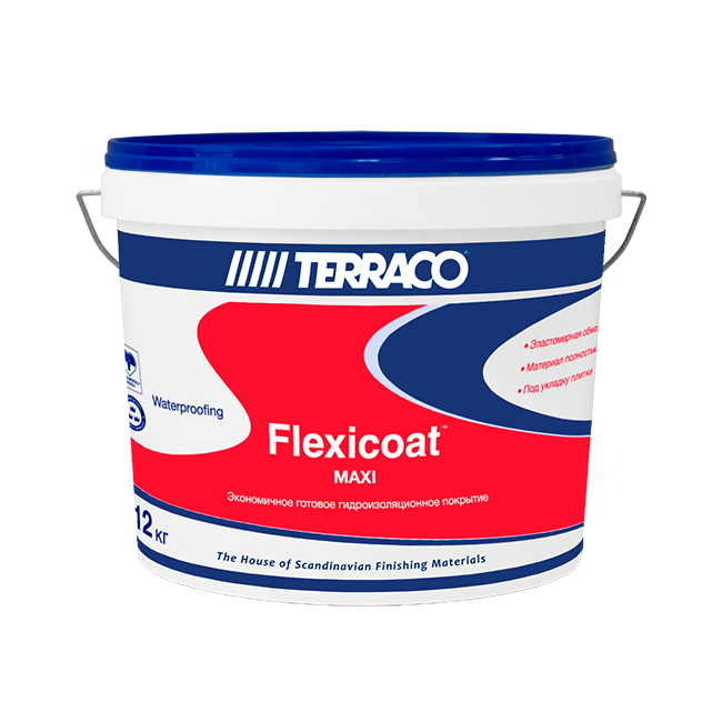 Покрытие гидроизоляционное Terraco Flexicoat Maxi/ Террако Флексикоат Макси (12 кг)