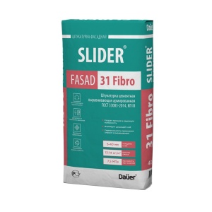 Сухая смесь "Dauer" (штукатурка цементная выравнивающая армированная SLIDER ® FASAD 31 Fibro) 40кг