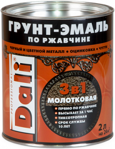 Dali грунт-эмаль по ржавчине 3 в 1 матовая алкидная графитовая серая 2л