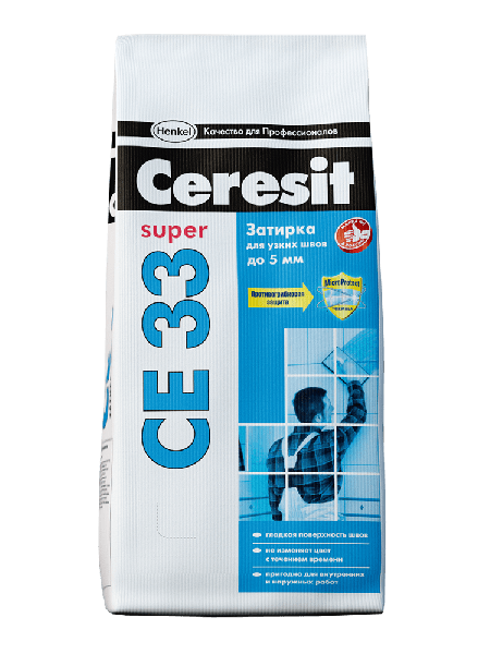 Затирка Ceresit CE 33/2 2-5мм Super сер-голуб 85 (2 кг)