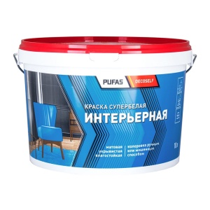ПУФАС Краска интерьерная белая Decoself мороз.(10л=15,7кг) КИ КОЛЕРОВАННАЯ RAL 9010